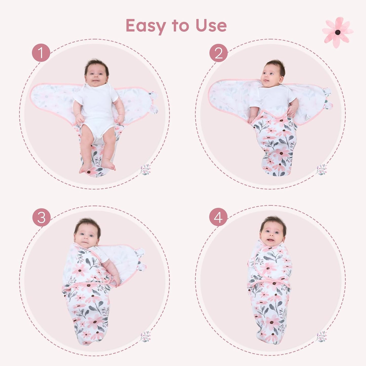 Yoofoss Baby Swaddles - 100% Cotton Adjustable Swaddle Sack for Newborns | 0-3 Months, 3 Pack, Soft & Breathable