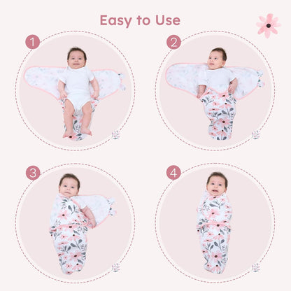 Yoofoss Baby Swaddles - 100% Cotton Adjustable Swaddle Sack for Newborns | 0-3 Months, 3 Pack, Soft & Breathable