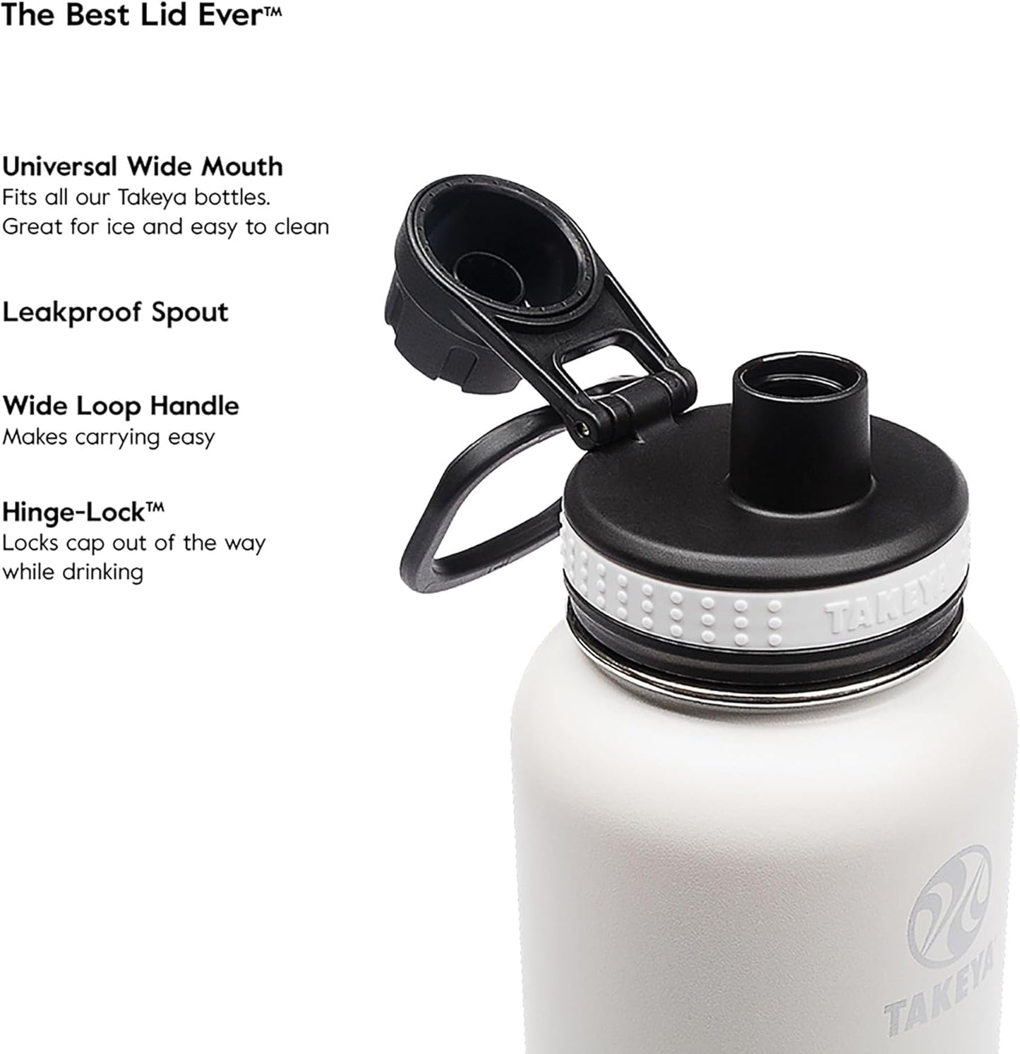 Takeya Originals Vacuum-Insulated Water Bottle - 24oz Stainless Steel | Sleek White Design