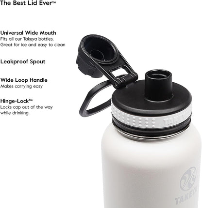 Takeya Originals Vacuum-Insulated Water Bottle - 24oz Stainless Steel | Sleek White Design