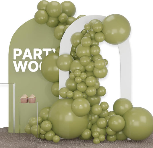 PartyWoo Sage Green Balloons - 100pcs Latex Balloon Arch Kit for Weddings & Birthdays | 5-36 Inch Sizes
