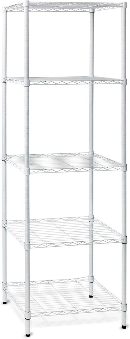Honey-Can-Do Heavy-Duty 5-Tier Metal Storage Rack - Adjustable Shelves | 250 lb Capacity, White, 18" W x 24" L x 72" H