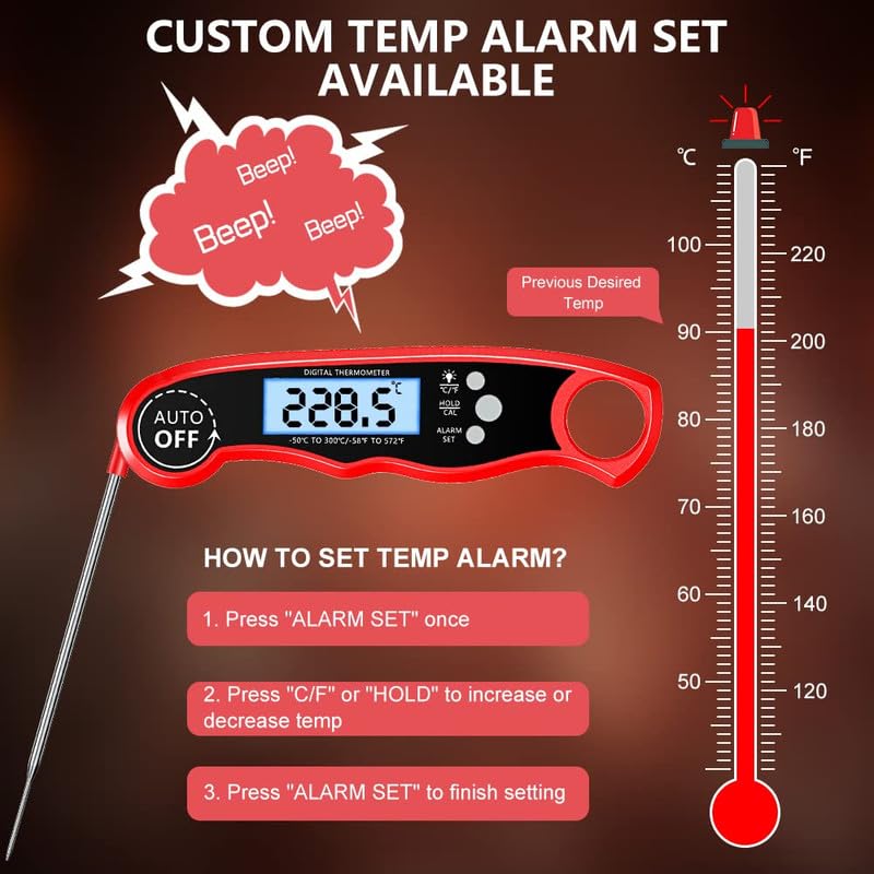 Skiennix Digital Meat Thermometer - Instant Read Dual Probe with Backlight LCD Display | Perfect BBQ Kitchen Accessory