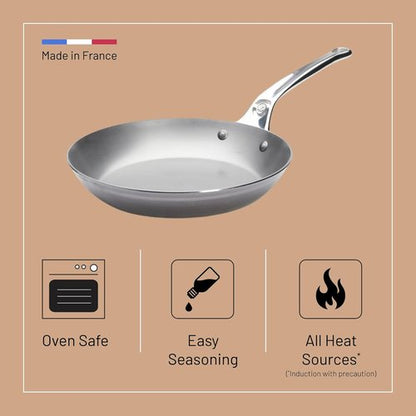 de Buyer MINERAL B Pro Carbon Steel Fry Pan - 11" Diameter, Naturally Non-Stick Finish - Perfect for Searing & Sautéing