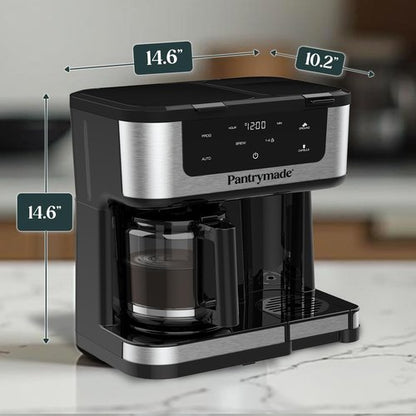 Dual Brew Coffee Maker - Programmable Touchscreen 12-Cup & Single Serve K-Cup Combo | Auto Shut-Off, Black