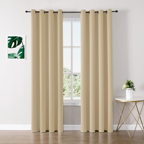 ChrisDowa Blackout Curtains - Thermal Insulated Room Darkening Panels, 108 Inches Long, Biscotti Beige (Set of 2)