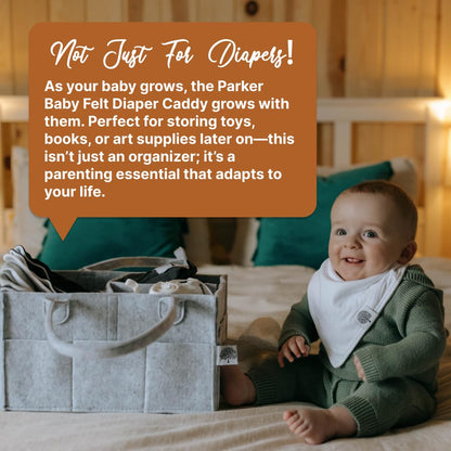 Parker Baby Diaper Caddy - Versatile Nursery Storage Bin & Car Organizer for Diapers - Gray