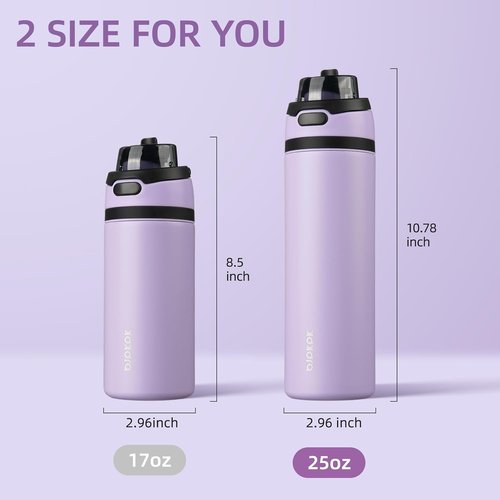 BJPKPK 25oz Insulated Water Bottle - Stainless Steel, BPA-Free, Leak-Proof, Lavender Color