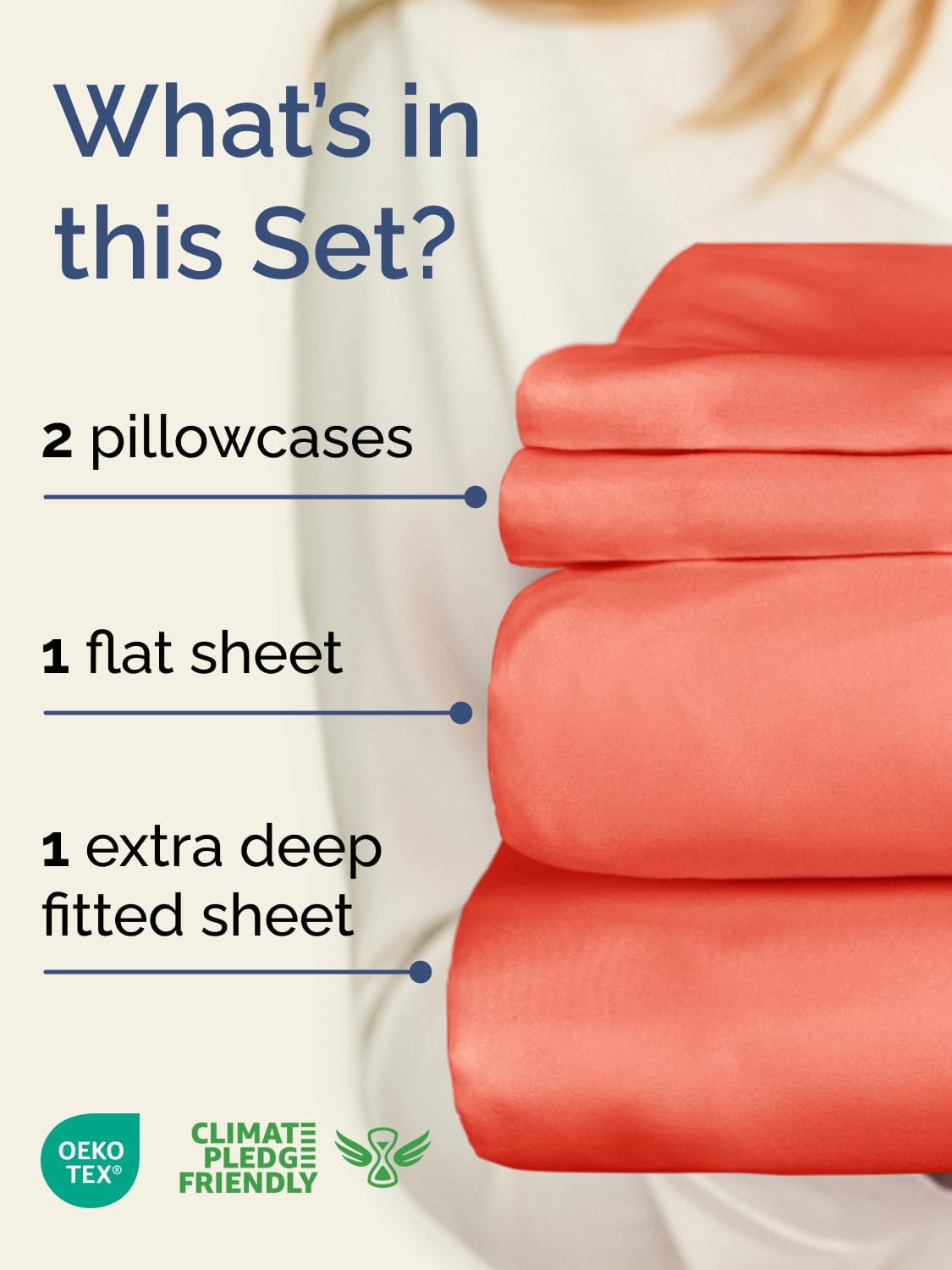 Skiennix Extra Deep Twin Sheet Set - 4 Piece Breathable Cooling Bedding - Soft Coral Luxury Sheets