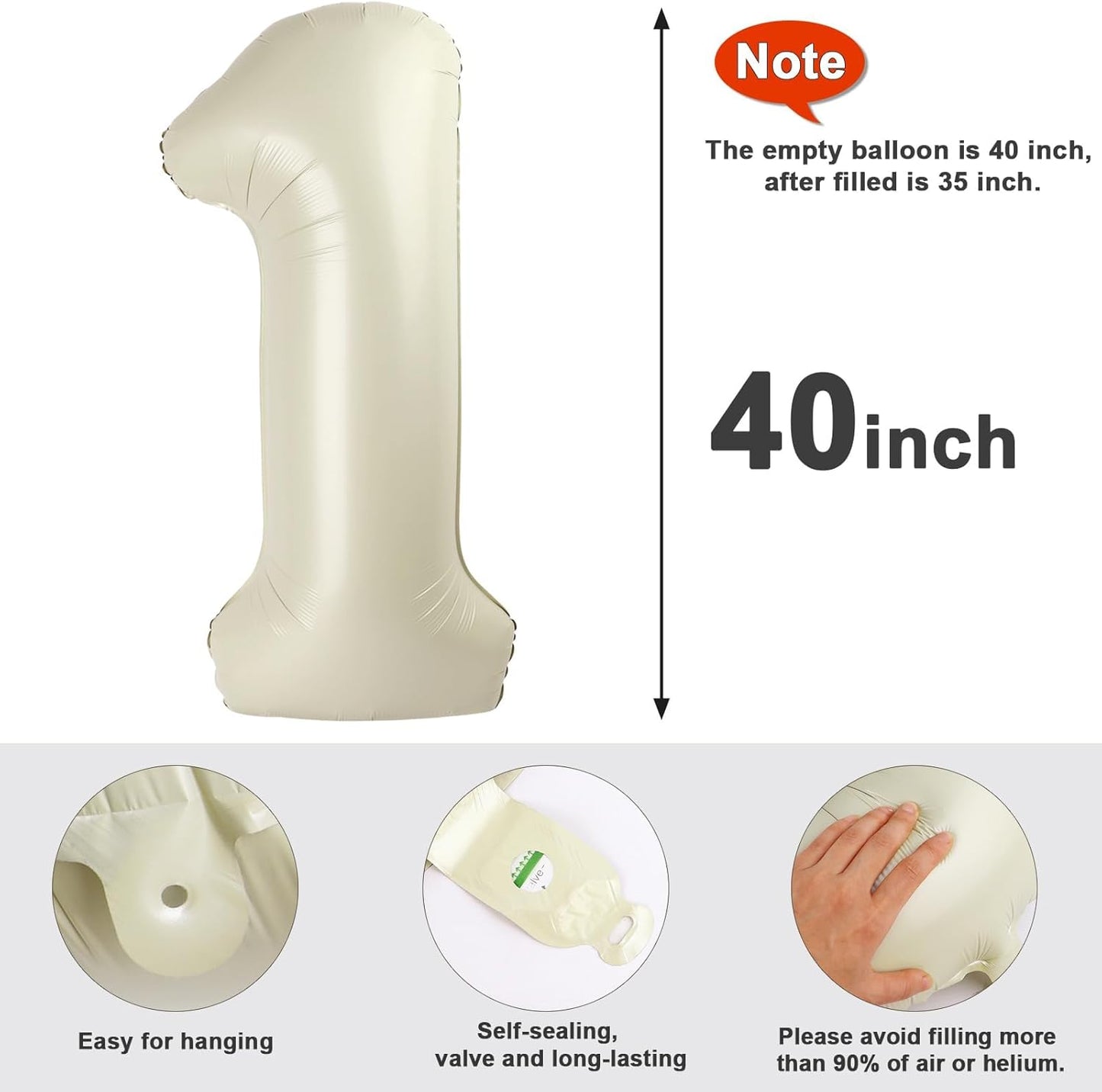 20 Cream Number Balloon - 40 Inch Foil Balloon for Happy 20th Birthday Celebrations | Wedding & Party Decor