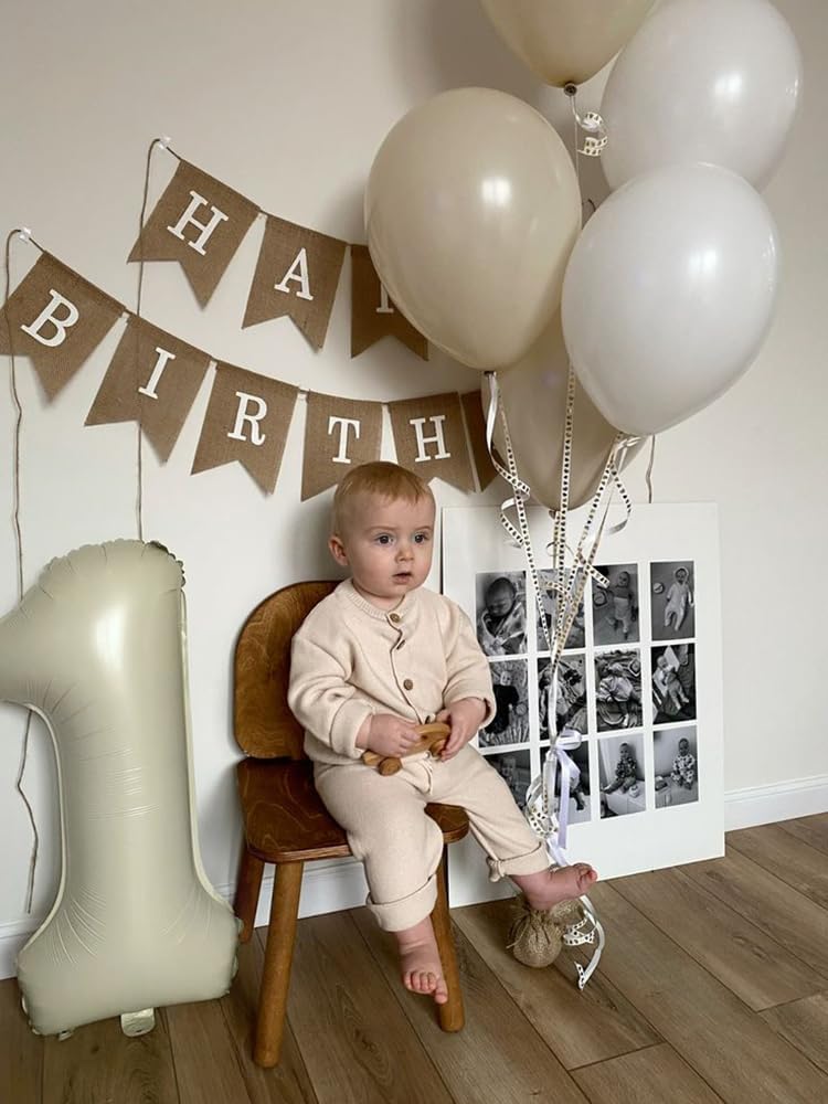 Number Balloons - 40 Inch Cream White 1 Balloon for 1st Birthday Party Decorations & Baby Showers