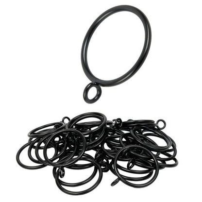 Manysky Curtain Rings with Eyelets, 48 Pack Metal Drapery Rings for Pinch Pleat Curtains Panels, Drape Rings Fits Up to 1.2 in Curtains Rod, 1.5 Inch I D Black