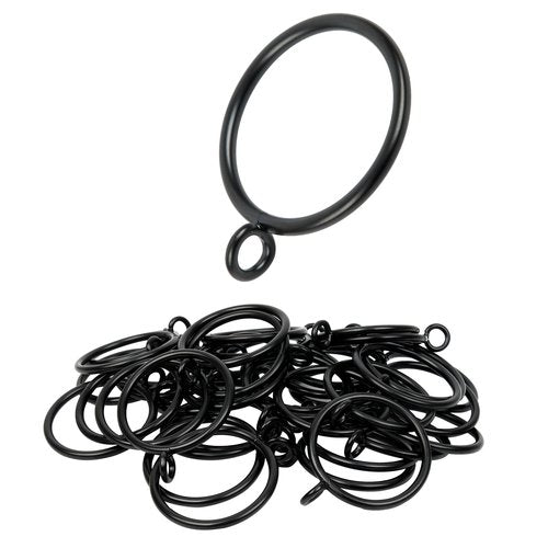 Manysky Curtain Rings with Eyelets, 48 Pack Metal Drapery Rings for Pinch Pleat Curtains Panels, Drape Rings Fits Up to 1.2 in Curtains Rod, 1.5 Inch I D Black