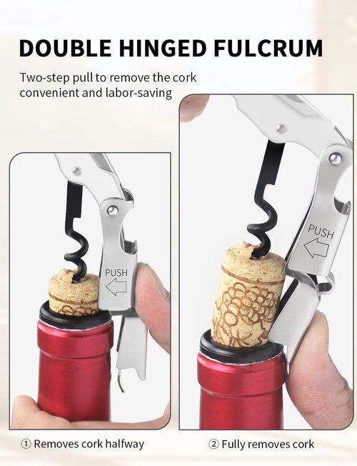 CORKAS Wine Key - Professional Handcrafted Heavy Duty Waiter Corkscrew, Compact Wine Opener with Double Hinged, Foil Cutter and Bottle Opener, Gifts for Servers, Sommelier, Bartenders - White