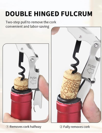 CORKAS Wine Key - Professional Handcrafted Heavy Duty Waiter Corkscrew, Compact Wine Opener with Double Hinged, Foil Cutter and Bottle Opener, Gifts for Servers, Sommelier, Bartenders - White