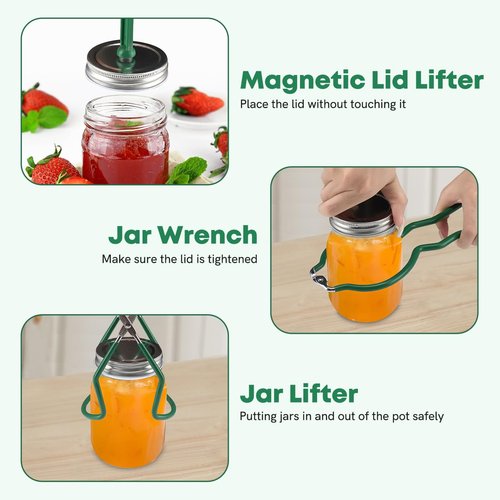 Fulgutonit Stainless Steel 21.5QT Water bath Canning Pot with Rack & Lid, Canning Supplies Starter Kit and 6 Pieces Canning Tools Set, Water bath Canner for Beginner