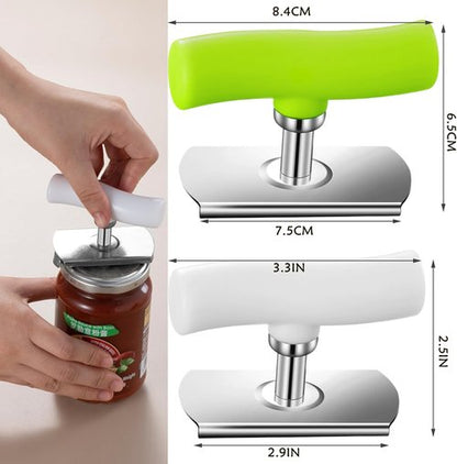 Cap Crack | Adjustable Multi-Lid Can Opener for Weak Hands - Ergonomic Non-Slip Grip, One-Hand Operation, White Green