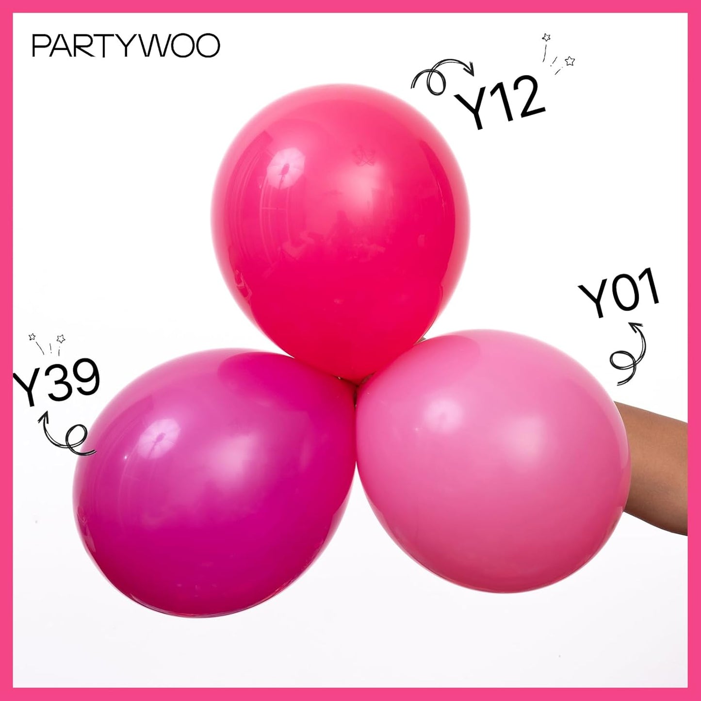 PartyWoo Hot Pink Balloon Arch Kit - 155 Pcs in Various Sizes for Baby Showers & Birthdays | Magenta Fuchsia