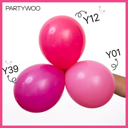 PartyWoo Hot Pink Balloon Arch Kit - 155 Pcs in Various Sizes for Baby Showers & Birthdays | Magenta Fuchsia
