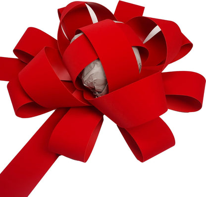 Skiennix 30" Giant Car Bow - Red Velvet, Weather Resistant & Non-Scratch Magnet Base (1 Pack)