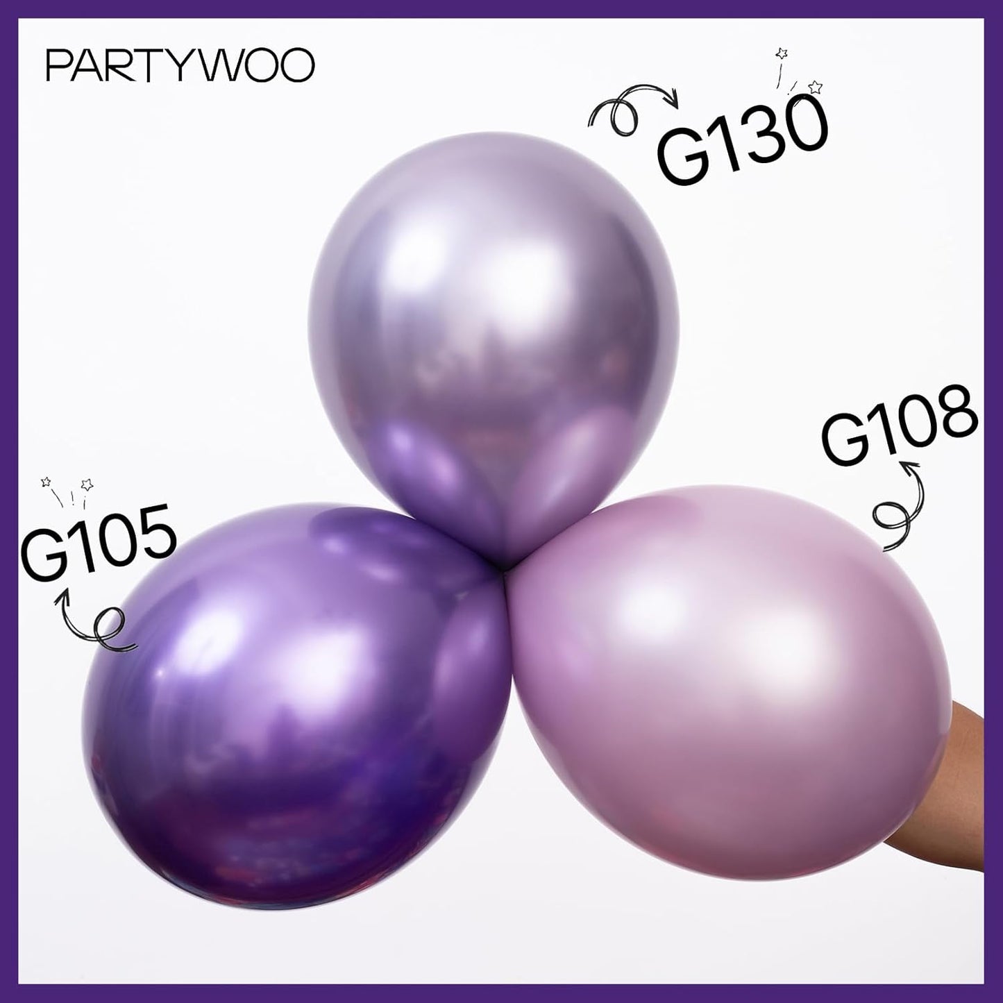 PartyWoo Purple Balloons - 140-Piece Lilac & Metallic Balloon Pack for Birthday & Party Decor | 18", 12", 10", 5" Sizes