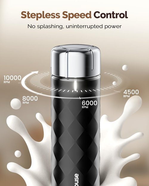 Maestri House Rechargeable Milk Frother - Stepless Speed Control Handheld Foam Maker for Lattes & Cappuccinos