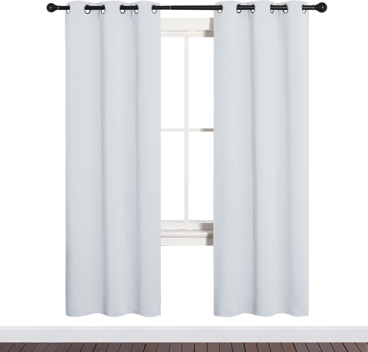 NICETOWN Room Darkening Curtains - Thermal Insulated Grommet Drapes for Bedroom | Greyish White, 2 Panels, 34x72