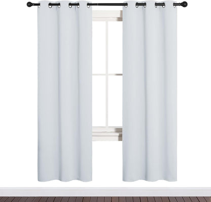 NICETOWN Room Darkening Curtains - Thermal Insulated Grommet Drapes for Bedroom | Greyish White, 2 Panels, 34x72