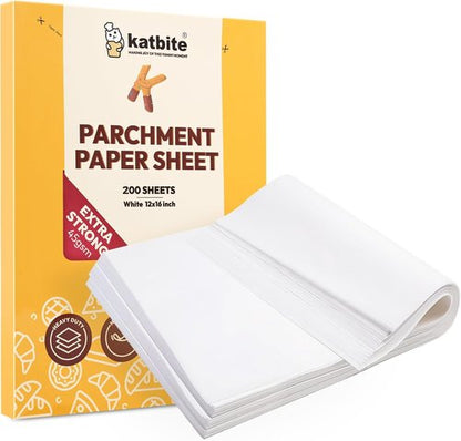 Katbite 200PCS Heavy Duty Parchment Paper Sheets - 12x16 Inch for Baking, Cooking & Frying