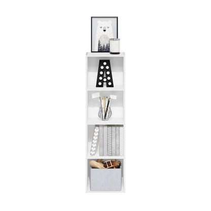 Furinno PASIR Book Shelf, 4-Tier Modern Bookshelf, Open Shelves Bookcase 9 x 12 x 42, Easy Assembly, for Living Room, Bedroom, Home Office, White