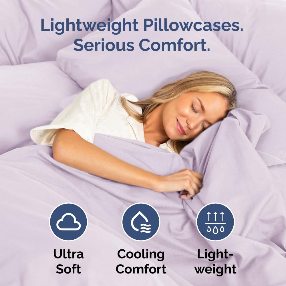 Skiennix Queen Pillow Cases Set of 4 - Ultra Soft Hotel Quality - Wrinkle Free & Fade Resistant - Light Lavender