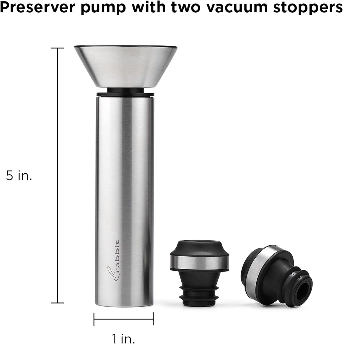 Rabbit Wine Vacuum Pump with Two Preserving Bottle Stoppers Easy-to-Use Wine Preserver Set
