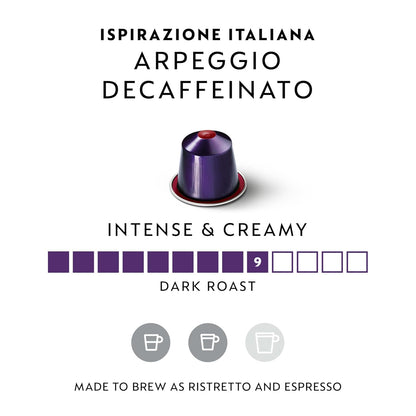 Nespresso Arpeggio Decaffeinato Coffee Pods - Dark Roast, 50-Count Original Line Capsules
