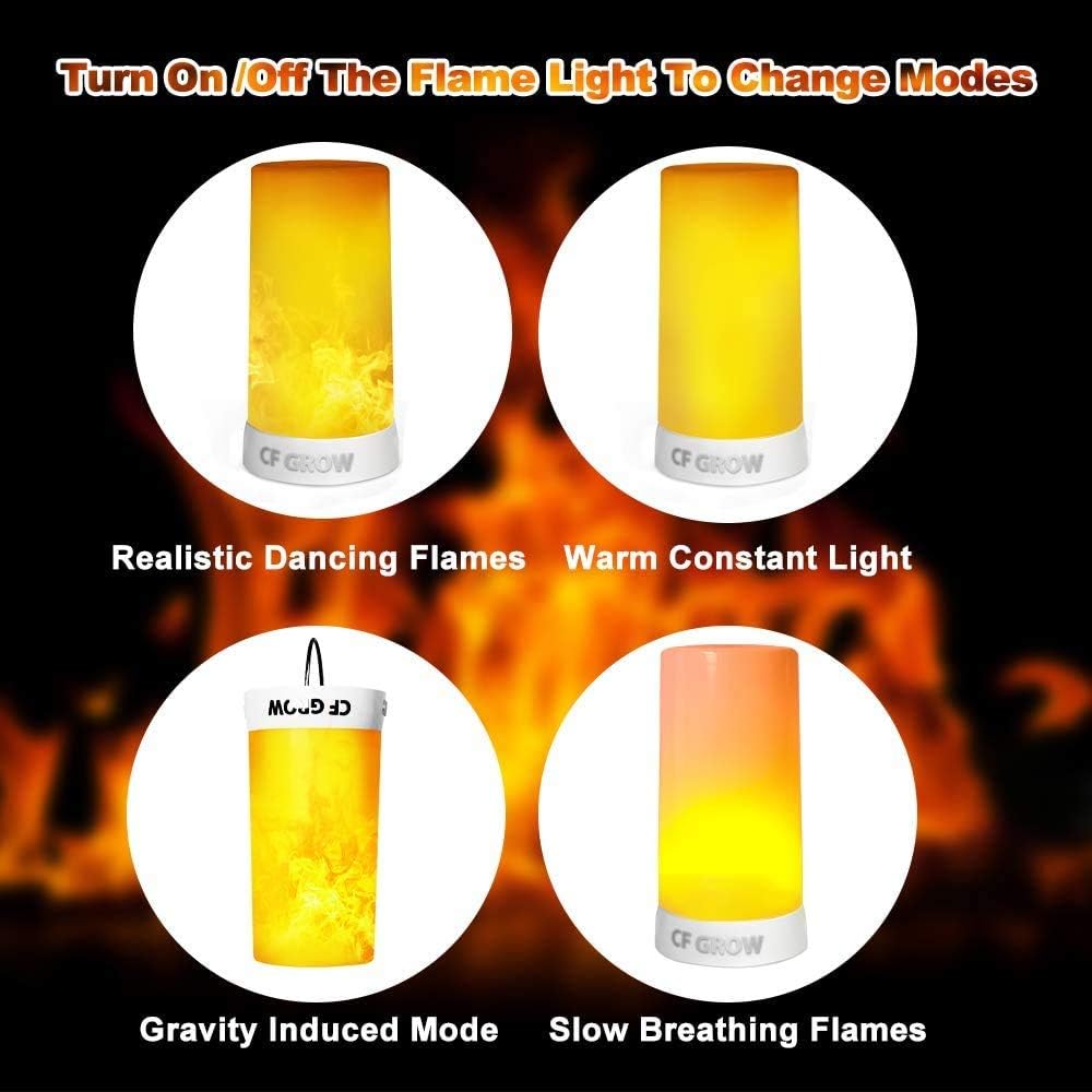 Skiennix LED Flame Effect Fireplace Light - Remote & Timer, USB Rechargeable Flameless Candle - 2 PCS