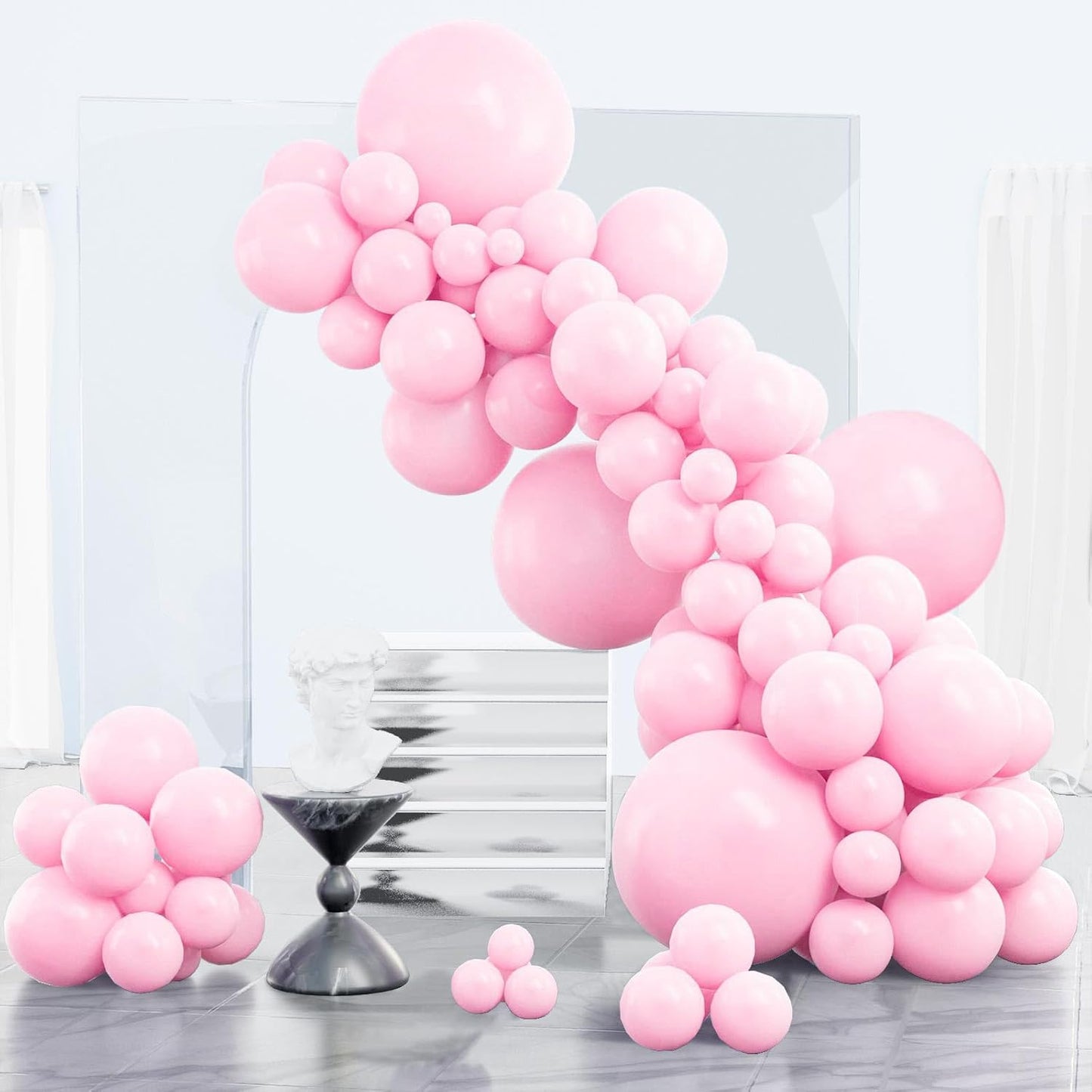 PartyWoo Baby Pink Balloons - 152-Piece Arch Kit with Various Sizes for Baby Shower & Birthday Decor