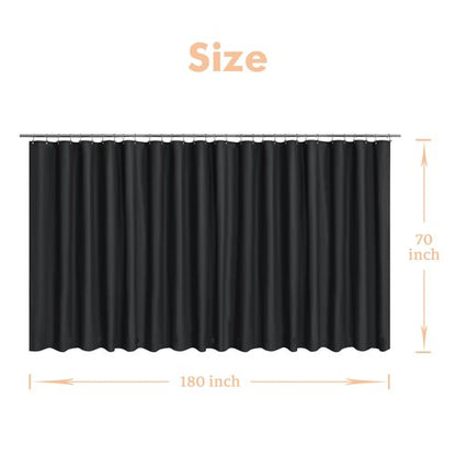 Mrs Awesome Black Clawfoot Tub Shower Curtain or Liner with 12 Magnets - Free 36 Hooks Included, Waterproof PEVA, 180" x 70", Black