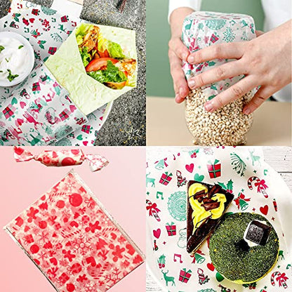 Christmas Wax Paper Sheets - 150 Pcs Food Wrapping & Picnic Tissue - Holiday Pattern Variation
