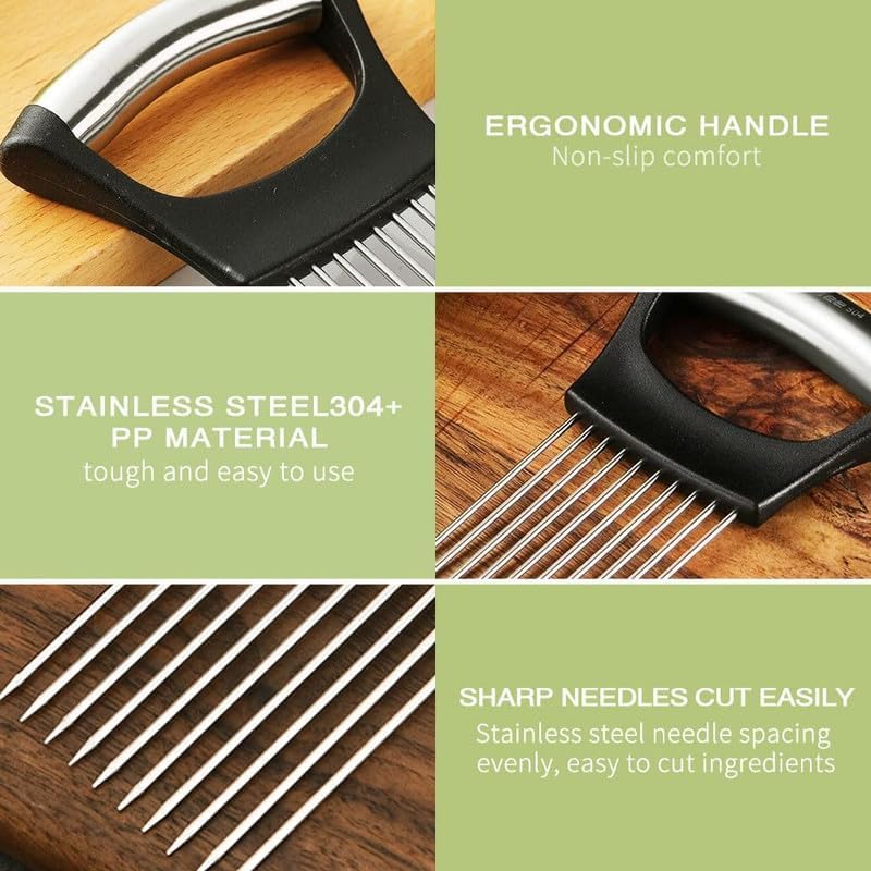 Skiennix Onion Holder - Stainless Steel Vegetable Cutter for Easy Slicing of Fruits & Veggies