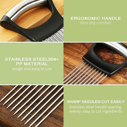Skiennix Onion Holder - Stainless Steel Vegetable Cutter for Easy Slicing of Fruits & Veggies
