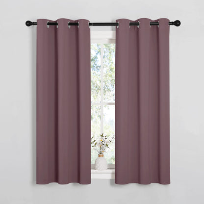 NICETOWN Window Curtain Panels, Dry Rose, 1 Pair, 34 by 54-inch, Thermal Insulated Solid Grommet Blackout Draperies/Drapes for Basement