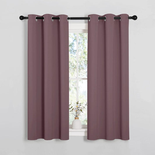 NICETOWN Window Curtain Panels, Dry Rose, 1 Pair, 34 by 54-inch, Thermal Insulated Solid Grommet Blackout Draperies/Drapes for Basement