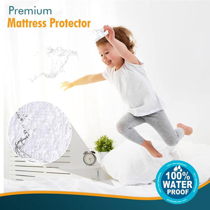 PlushDeluxe Twin Cotton Mattress Protector - Waterproof Fitted Sheet Design for Noiseless Sleep - Soft & Durable