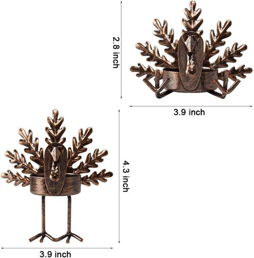 FORUP Metal Turkey Tea Light Candle Holders - 6 Pack for Thanksgiving Table Decor
