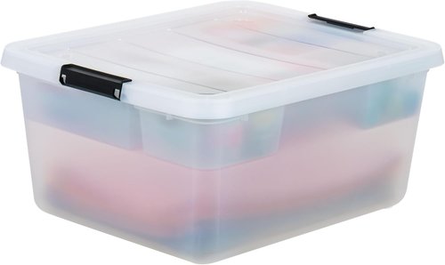 IRIS USA 18 QT Clear Storage Organizer - Stackable Plastic Box with Removable Dividers for Crafts & Office