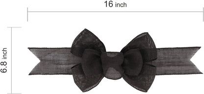 Meseey Black Wired Ribbon - 2 Pcs Handmade Burlap Bows for Wreaths & Gift Wrapping