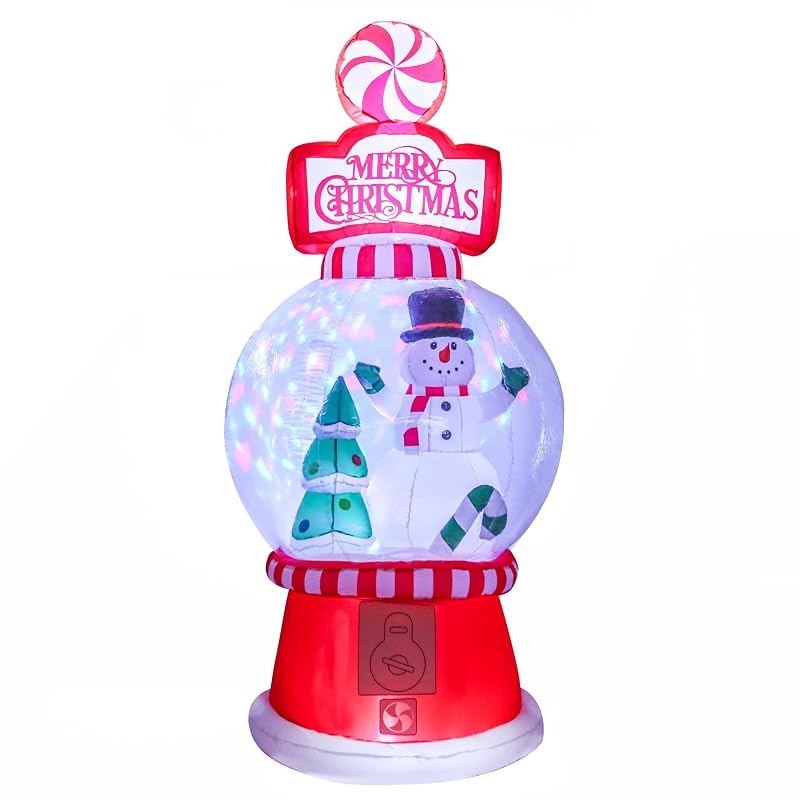 7.8FT Christmas Inflatable Snow Globe Decor with Rotating Lights - Outdoor