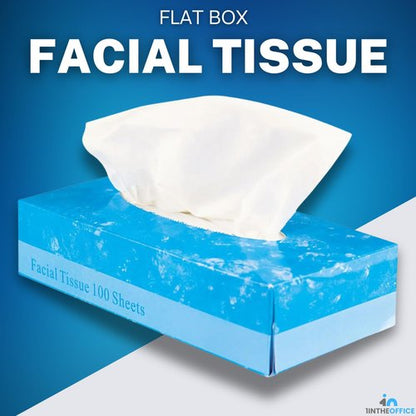 1InTheOffice Facial Tissue, Tissue Paper, Facial Tissue Paper, 2-Ply, Soft and Strong, Flat Box, White, 100 Sheets/Box, 8 Boxes