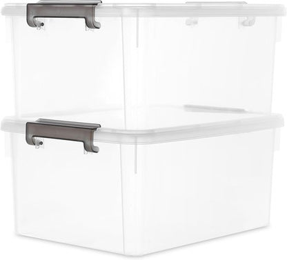 ITYLIFE 17 QT Stackable Plastic Storage Bins - Latching Lids for Organized Garage, Closet & Kitchen | 2 Pack