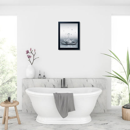 Skiennix Bathroom Decor Wall Art - Modern Heart Water Drop Canvas Print | Black Framed Design