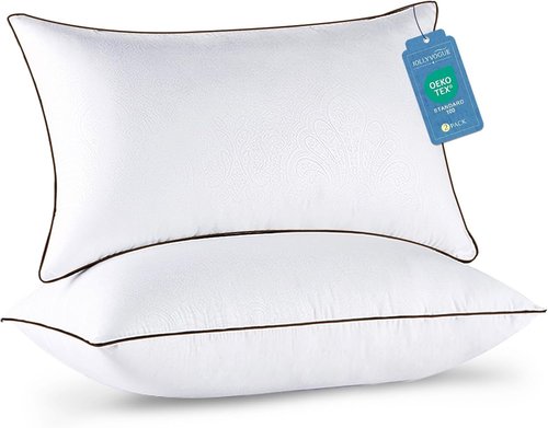 JOLLYVOGUE Queen Size Pillows - Soft Down Alternative Bed Pillows for Side & Back Sleepers | Set of 2